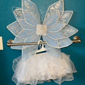 Angel flaked wings & white tutu skirt